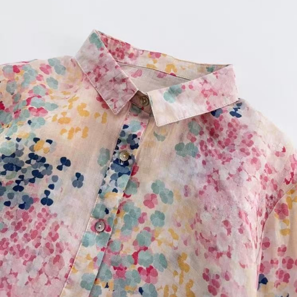 Green Floral Pure Cotton Printed Full Sleeve Shirt - Side View