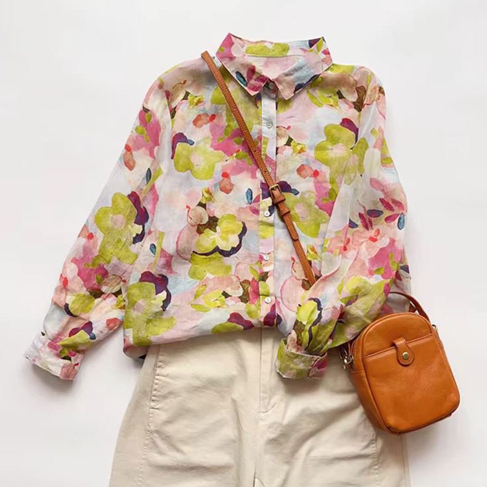 Green Pure Cotton Printed Full Sleeve Casual Shirt - Front View