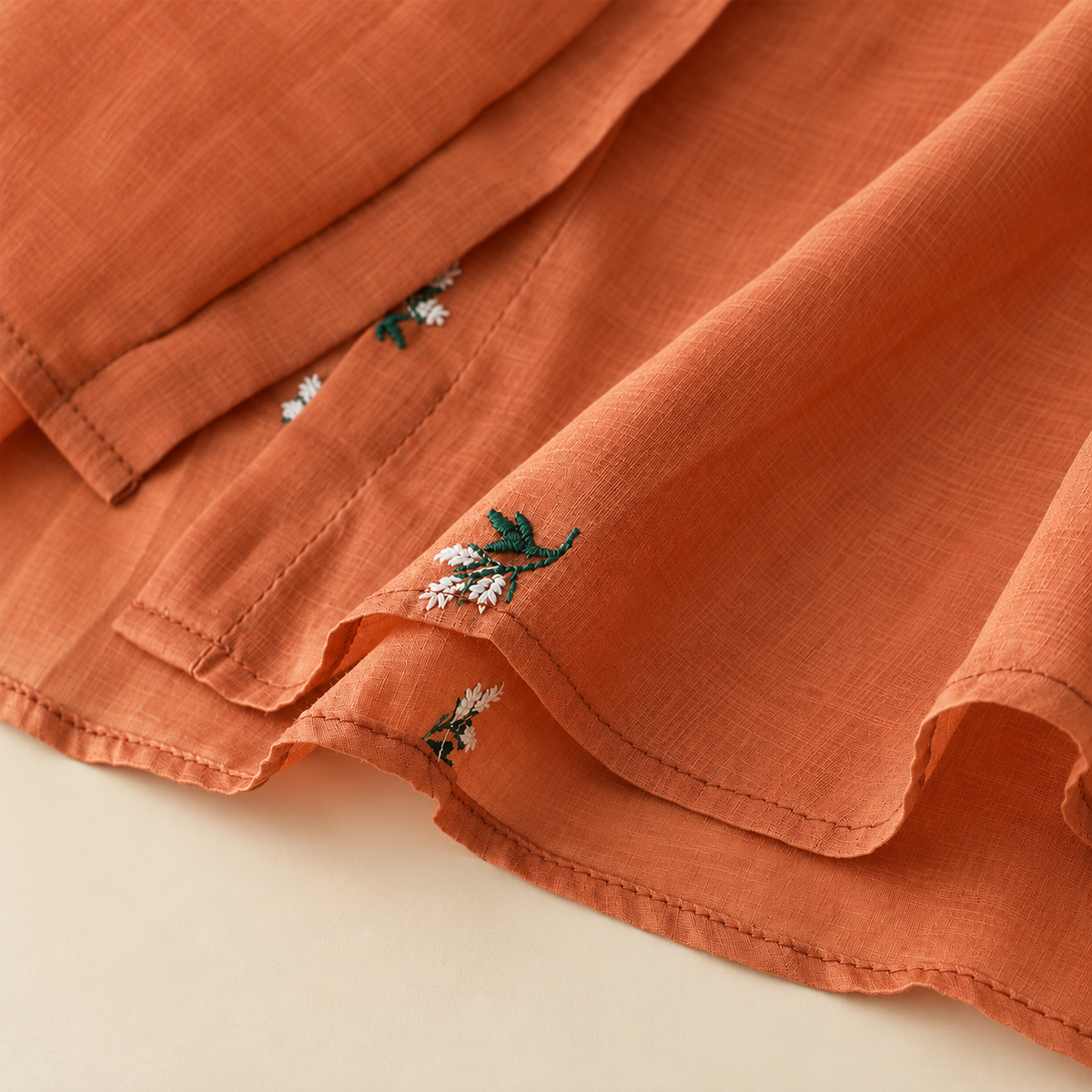 Cotton Floral Embroidered Comfortable Boat Neck Shirt