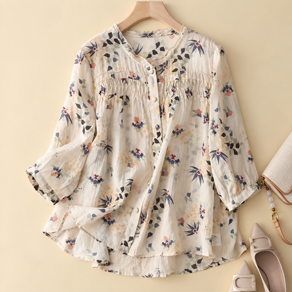 Pure Cotton Digital Printed Shirt With Pleat Work
