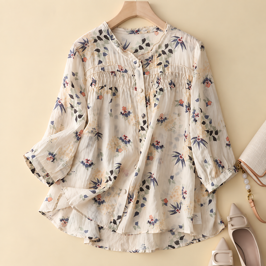 Pure Cotton Digital Printed Shirt With Pleat Work