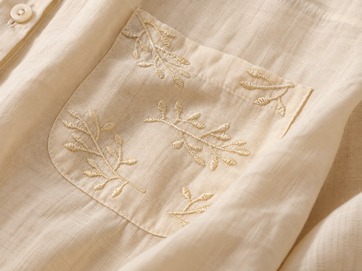 Cotton Half Embroidered Casual Shirt