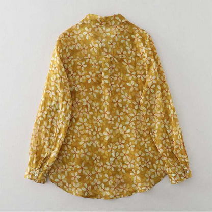Mustard Pure Cotton Printed Full Sleeve Shirt - Side View
