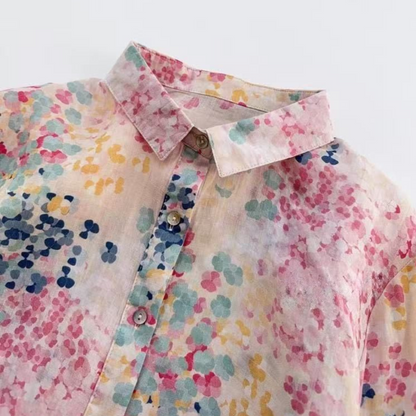 Green Floral Pure Cotton Printed Full Sleeve Shirt - Side View