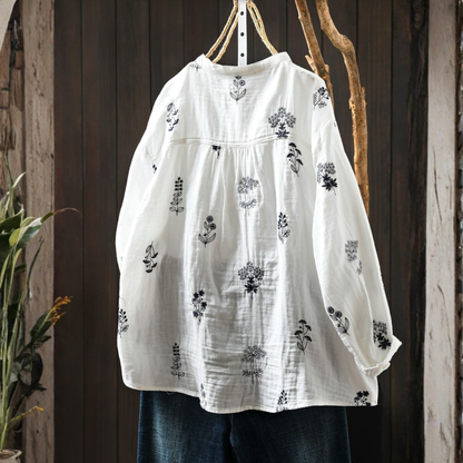 Pure Cotton Floral Embroidered shirt