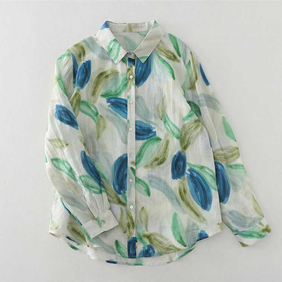 Green Pure Cotton Printed Full Sleeve Shirt - Back View