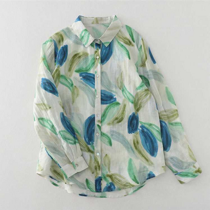 Green Pure Cotton Printed Full Sleeve Shirt - Back View