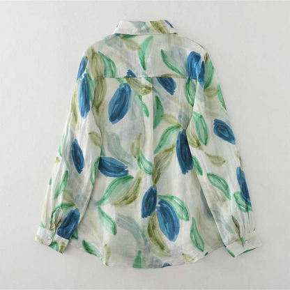 Green Pure Cotton Printed Full Sleeve Shirt - Side View