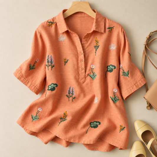 Pure Cotton Embroidered Casual Wear Top