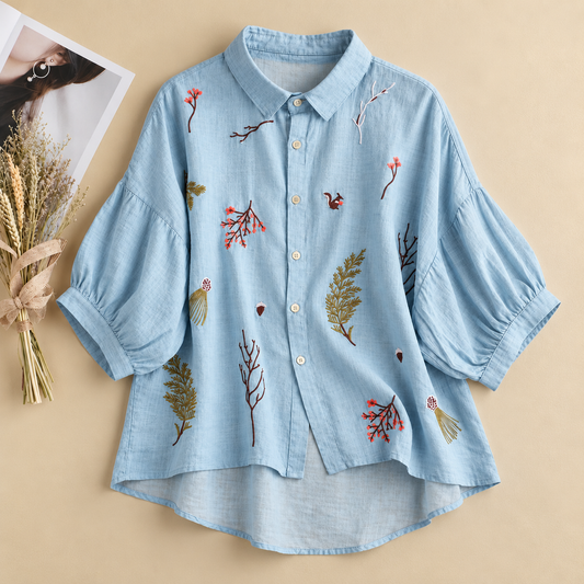 Pure Cotton Embroidered Oversize Comfort Shirt