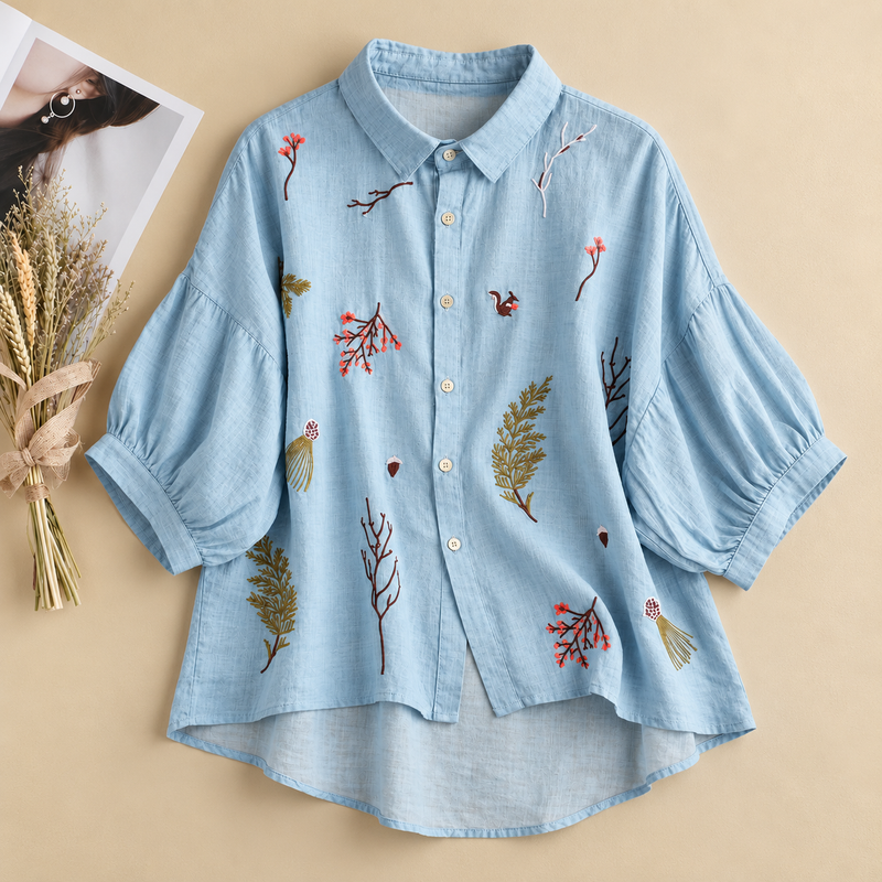 Pure Cotton Embroidered Oversize Comfort Shirt