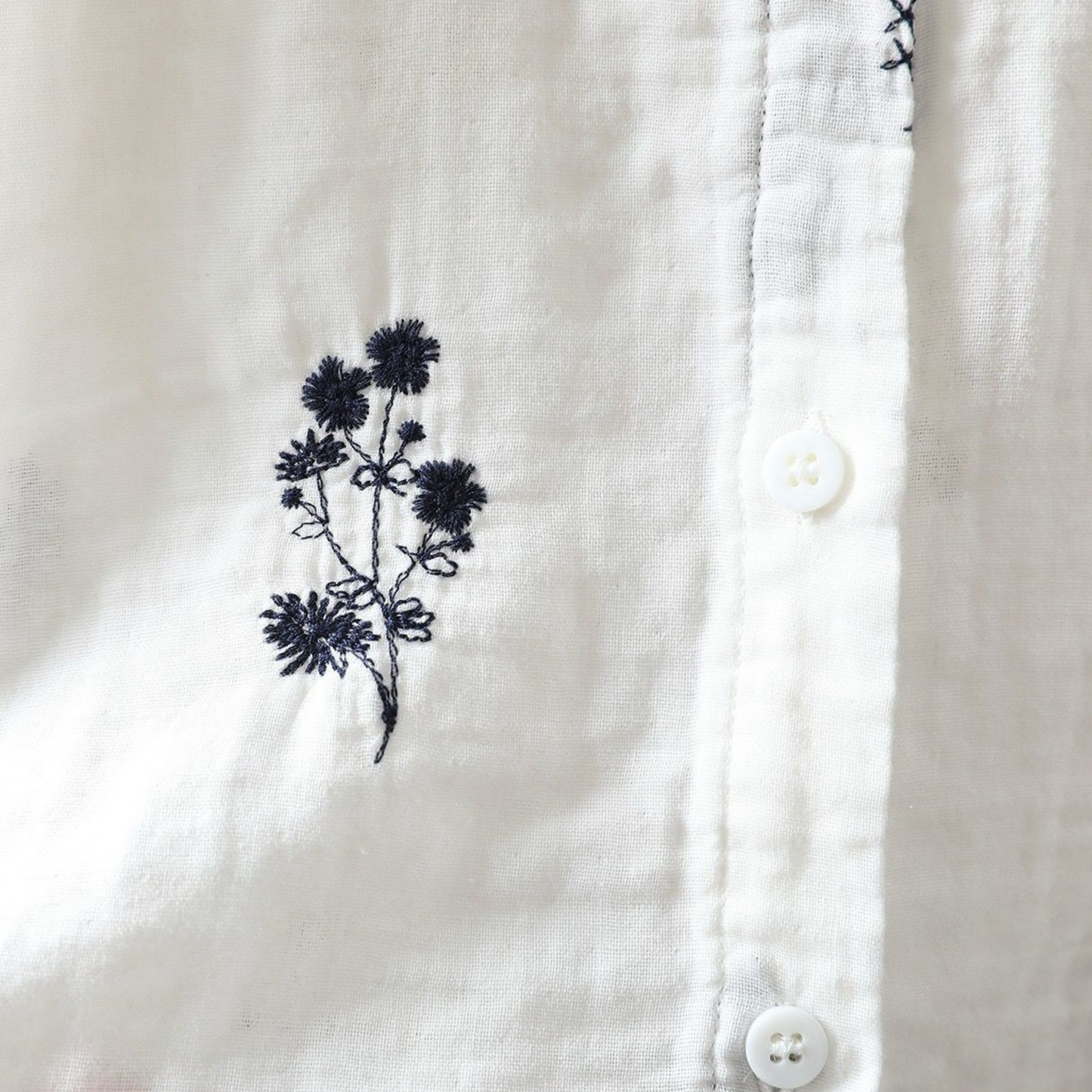 Pure Cotton Floral Embroidered shirt
