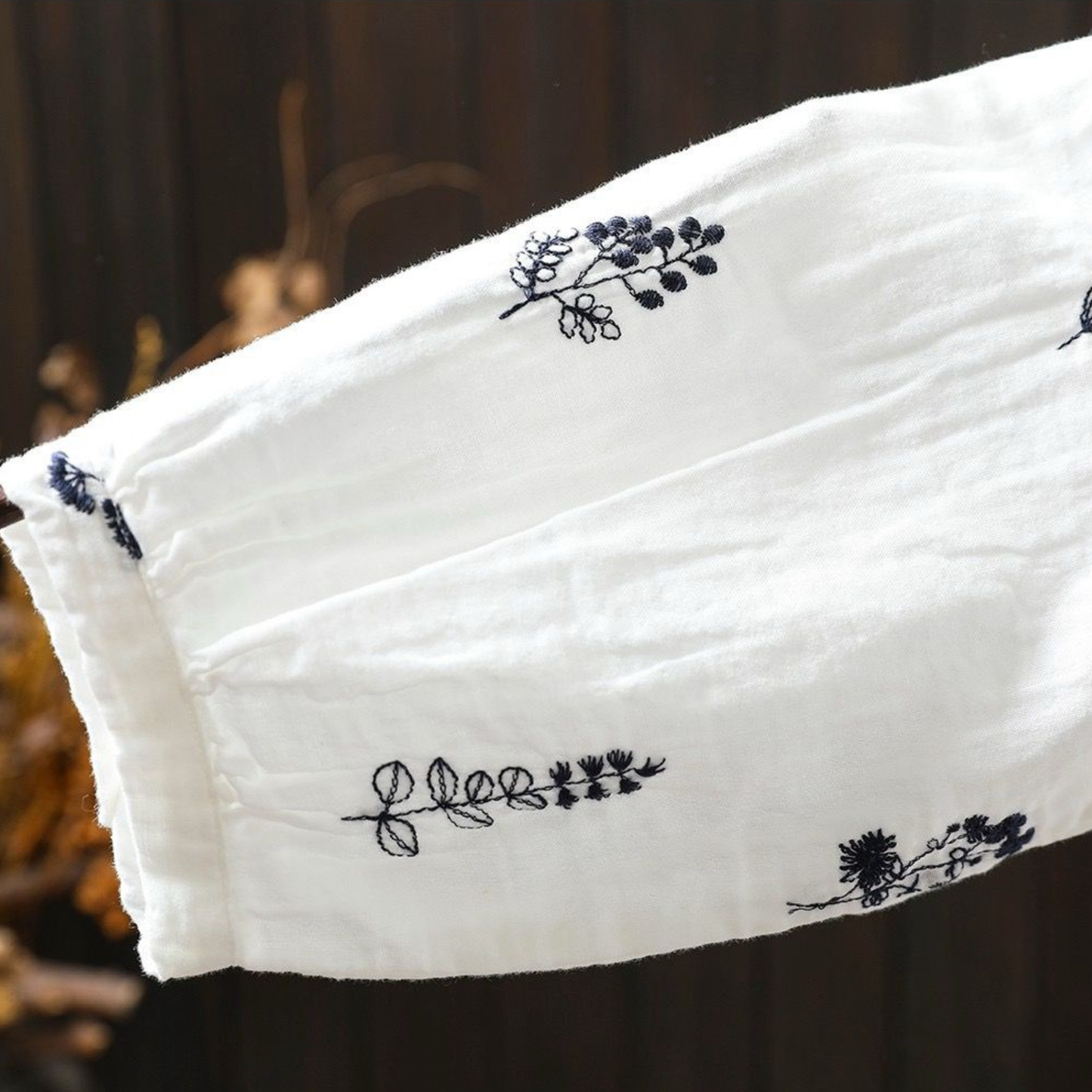 Pure Cotton Floral Embroidered shirt