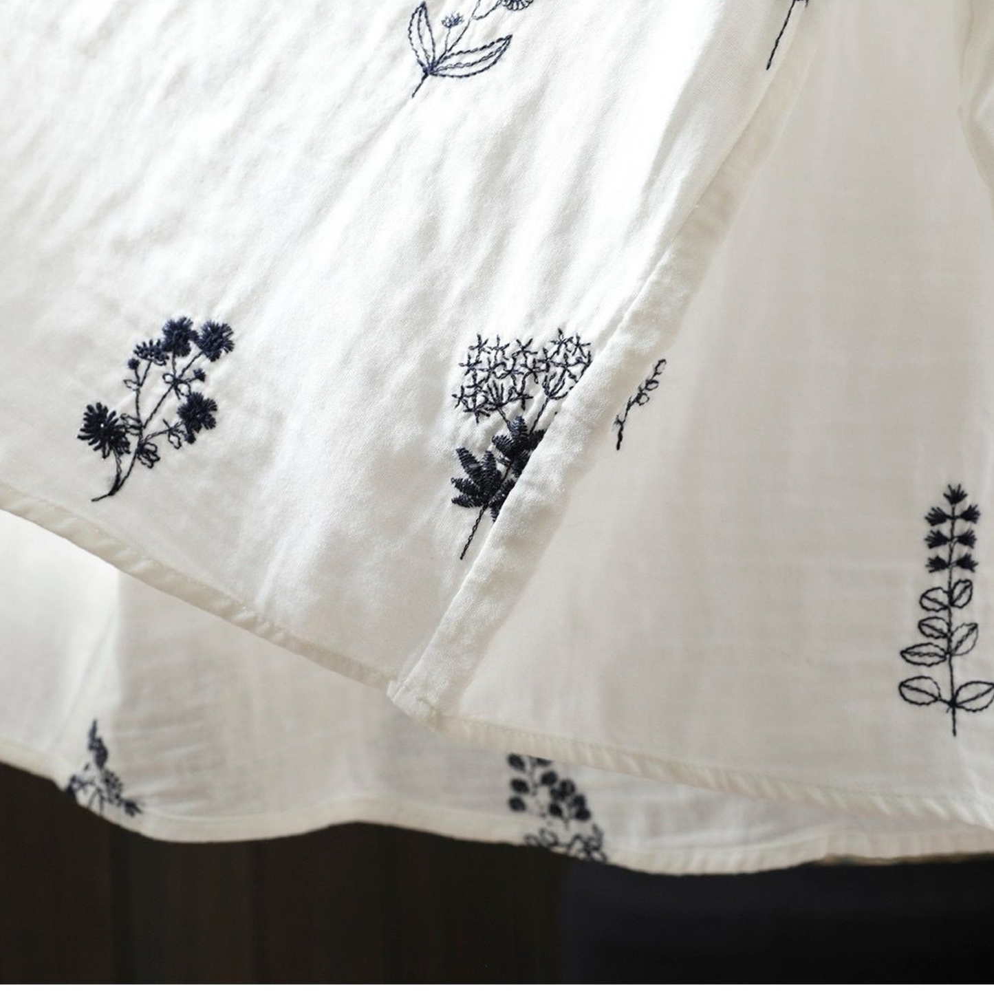 Pure Cotton Floral Embroidered shirt