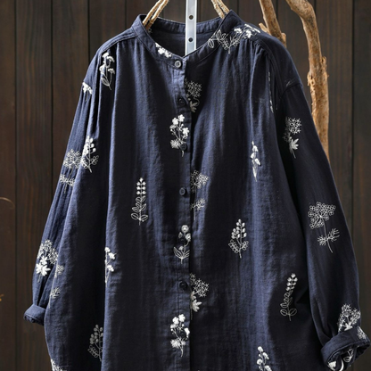 Pure Cotton Floral Embroidered shirt