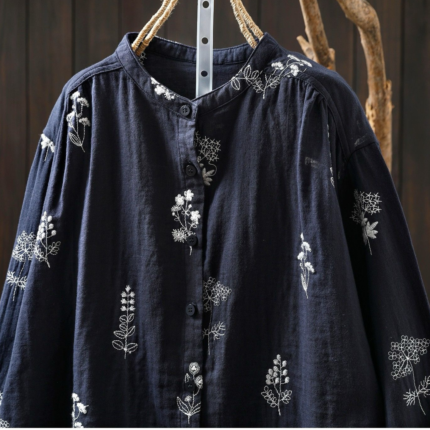 Pure Cotton Floral Embroidered shirt