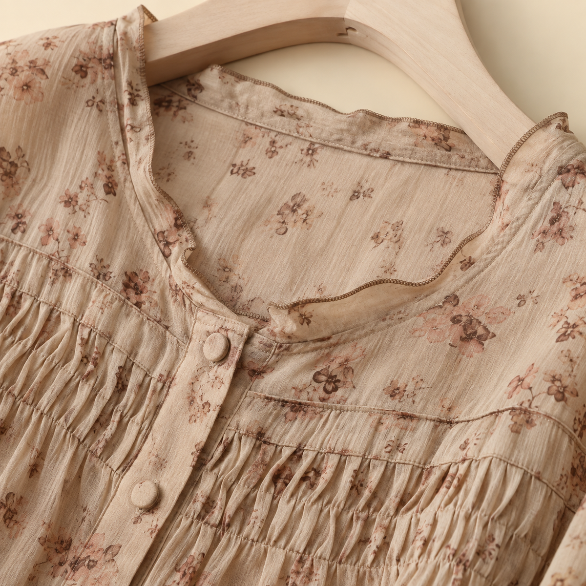Pure Cotton Digital Printed Shirt With Pleat Work