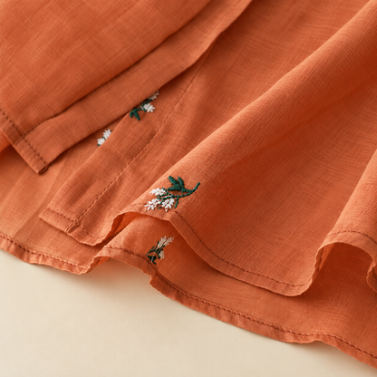 Cotton Floral Embroidered Comfortable Boat Neck Shirt