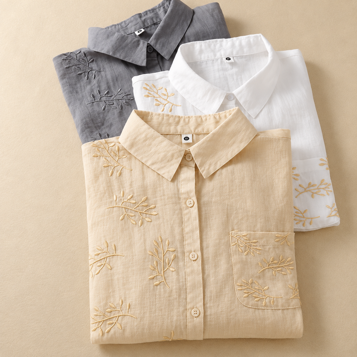 Cotton Half Embroidered Casual Shirt
