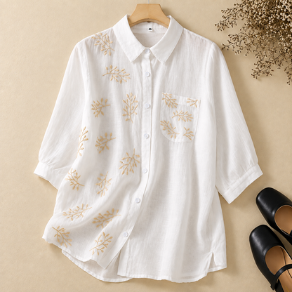 Cotton Half Embroidered Casual Shirt