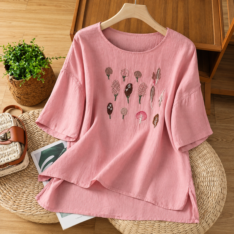 Pure Cotton Embroidered T-Shirt Top